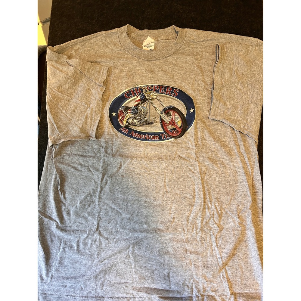 Mens‎ American Choppers Motorcycle Graphic T Shirt Grey Short Sleeve